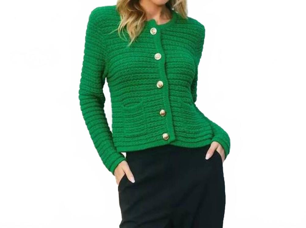 NEW DRESS FORUM knitted crewneck cardigan in green